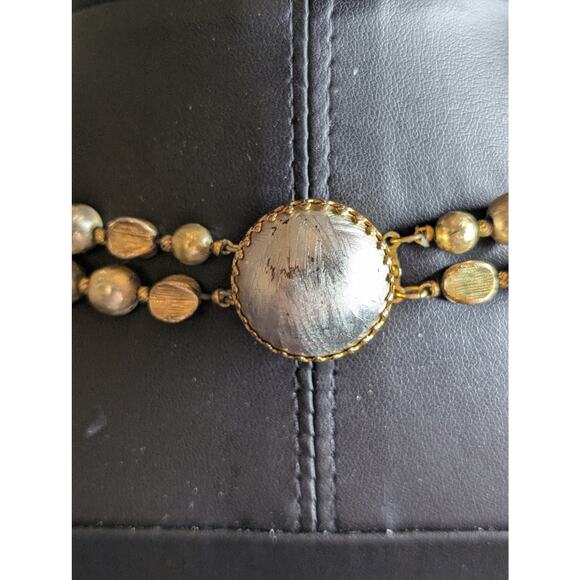 VTG Signed Hattie Carnegie Two Strand Goldtone & Silver Tone Beaded 19" Necklace - Picture 5 of 15